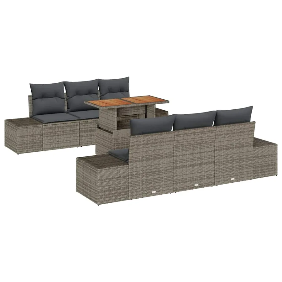 Ensemble de canapé de jardin 7 pc Gris et marron - 2