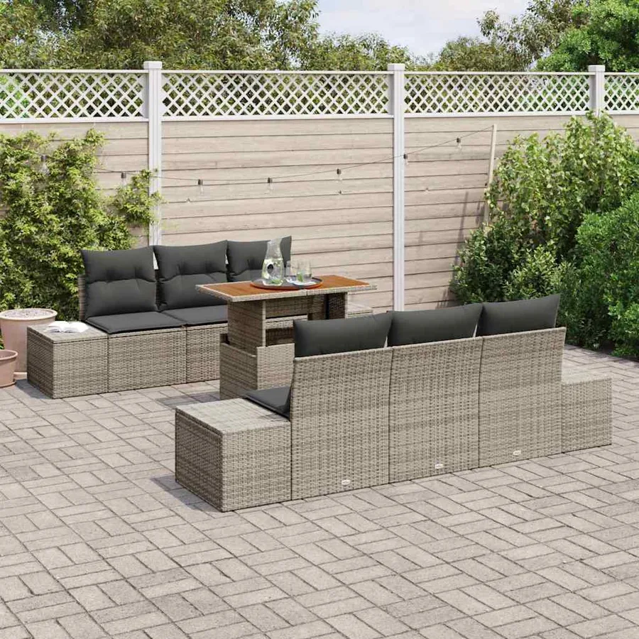 Ensemble de canapé de jardin 7 pc Gris et marron - 3