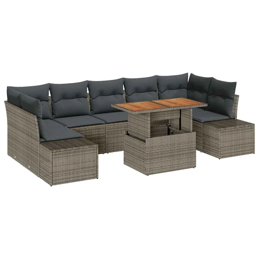 Ensemble de canapé de jardin 8 pc Gris et marron - 2