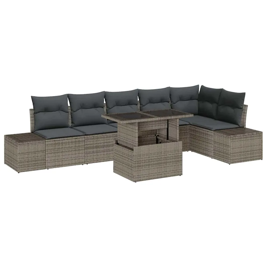 Ensemble de canapé de jardin avec coussin 7 pcs Gris - 2