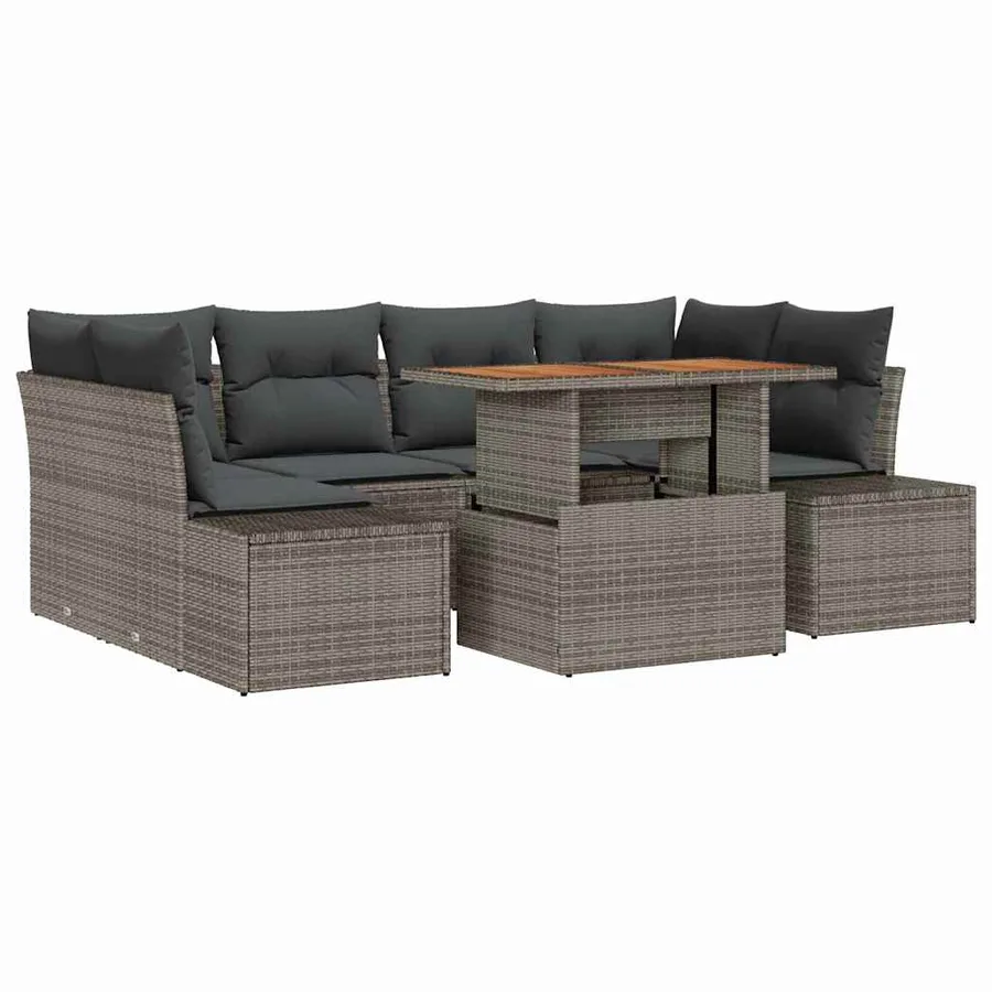 Ensemble de canapé de jardin 7 pc Gris et marron - 2