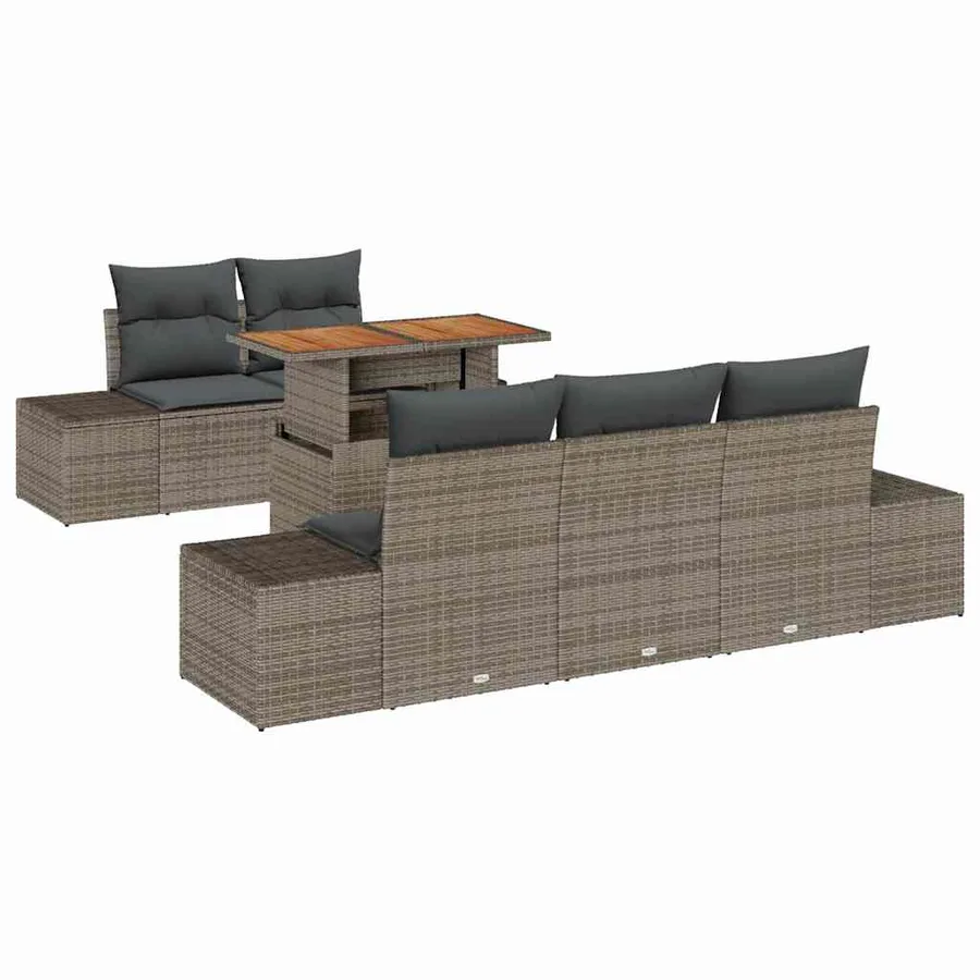 Ensemble de canapé de jardin 6 pc Gris et marron - 2