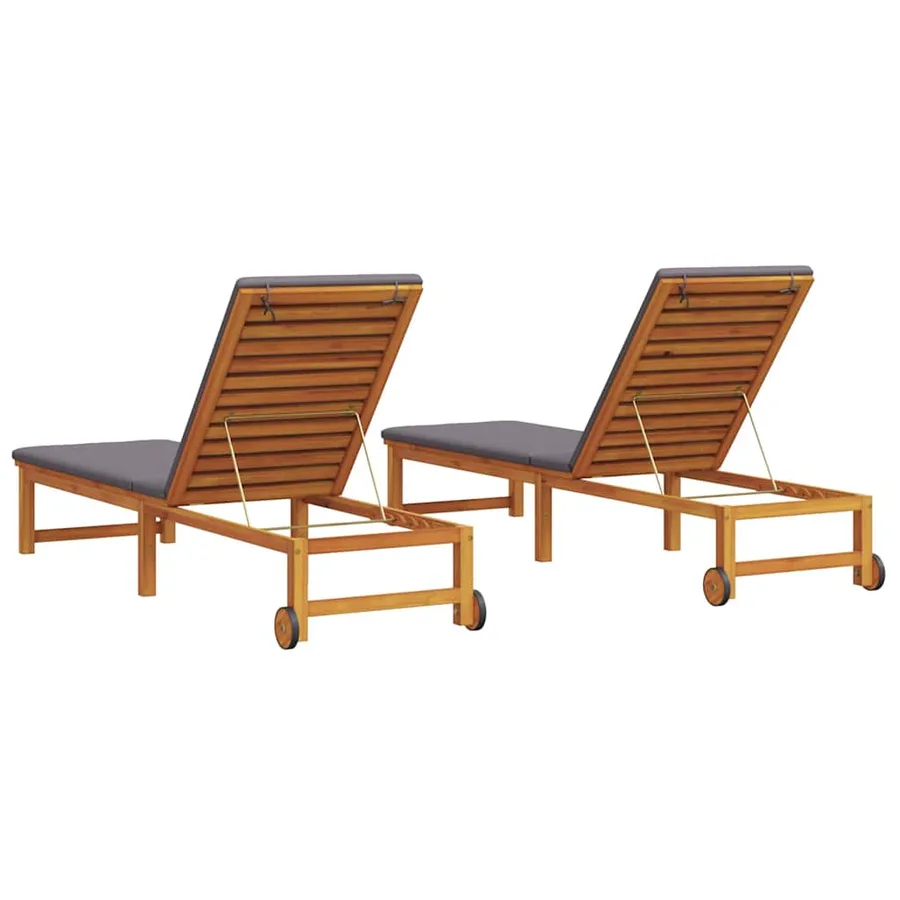 Transat 2 pcs Marron 202 x 53 x 89 cm Bois d'Acacia Massif - 5