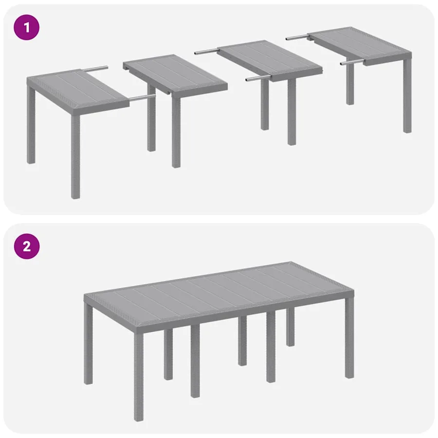 Ensemble de salle à manger pour jardin 9 pcs Gris clair - 8