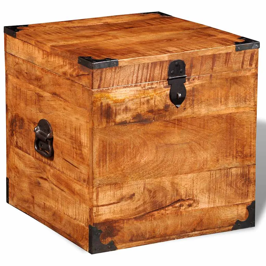 Coffre de rangement cubique Bois de manguier brut - 5