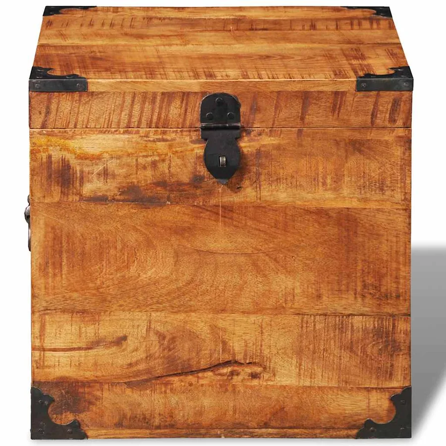 Coffre de rangement cubique Bois de manguier brut - 6