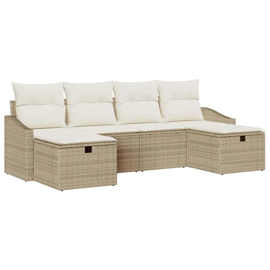 Ensemble de Canapés avec coussin 6 pcs polyrotin - 2
