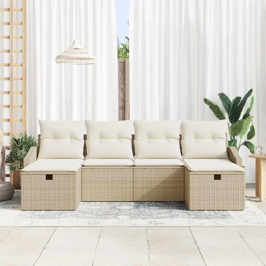 Ensemble de Canapés avec coussin 6 pcs polyrotin - 3