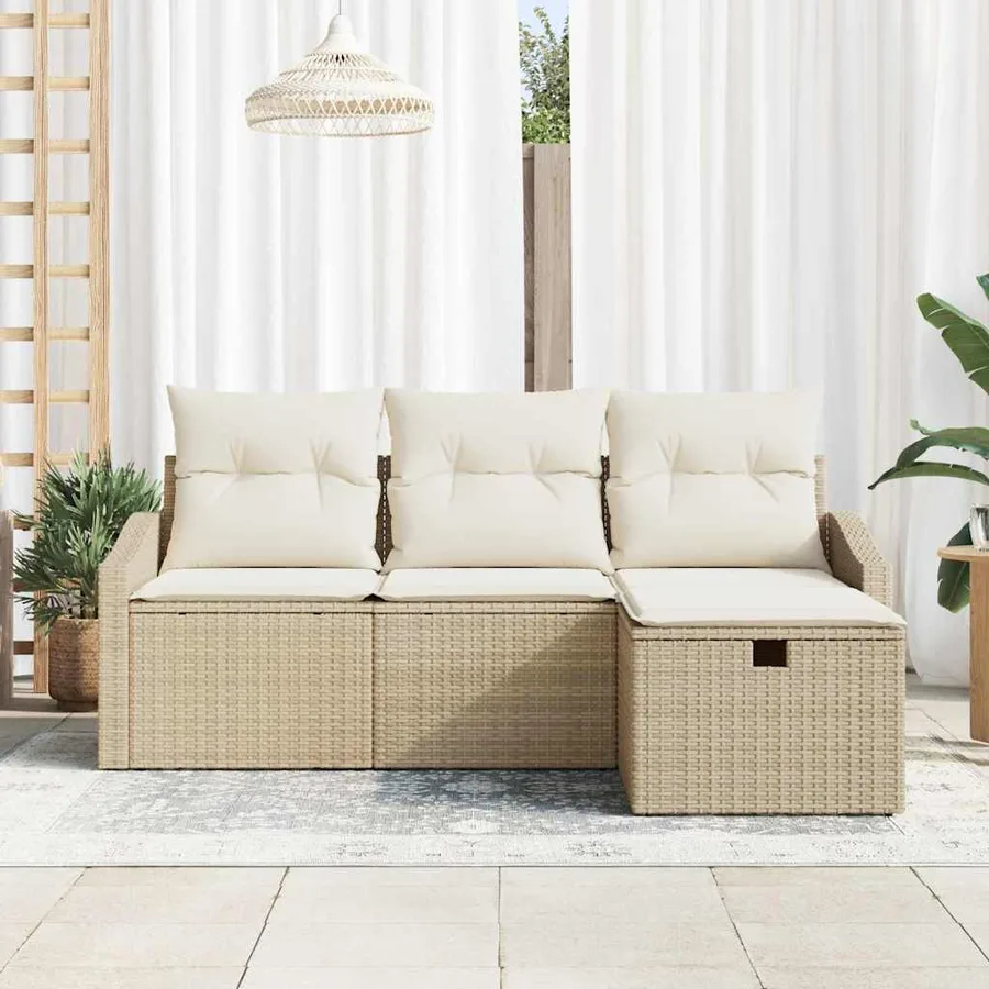 Ensemble de Canapés avec coussin 4 pcs polyrotin - 3
