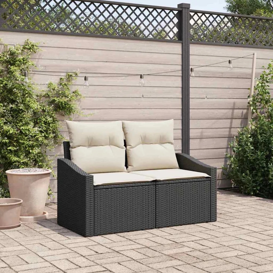 Canapé de jardin avec coussin 123 x 62 x 69 cm polyrotin
