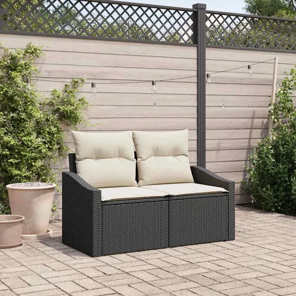 Canapé de jardin avec coussin 123 x 62 x 69 cm polyrotin