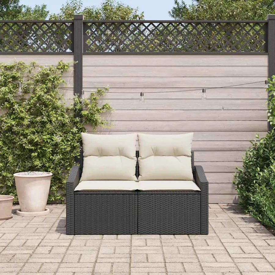 Canapé de jardin avec coussin 123 x 62 x 69 cm polyrotin - 3