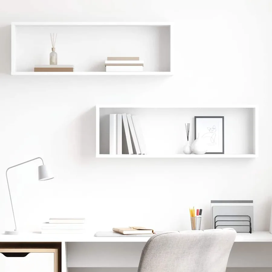 Étagères cube murales 2pcs Blanc 80x15x26,5cm bois d'ingénierie