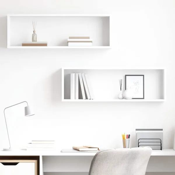 Étagères cube murales 2pcs Blanc 80x15x26,5cm bois d'ingénierie