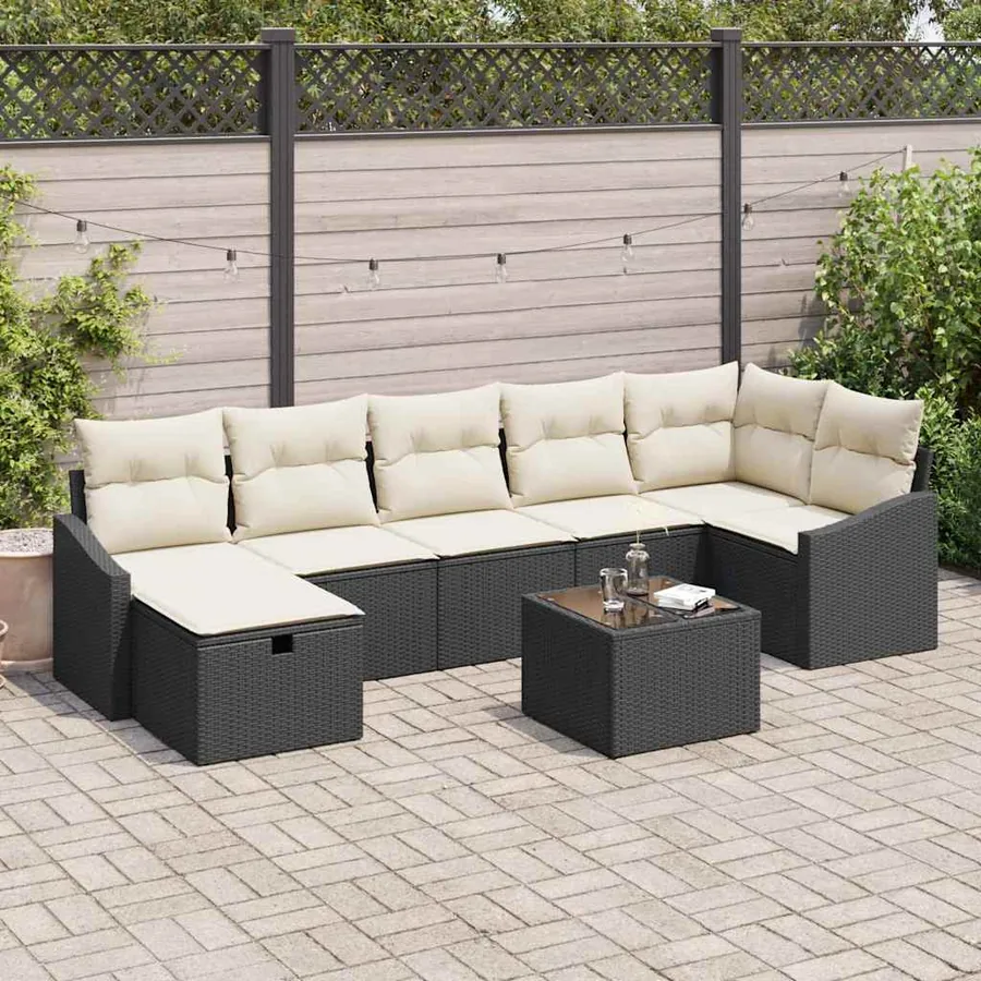 Ensemble de Canapés avec coussin 7 pcs polyrotin