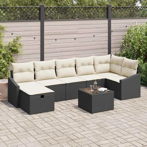 Ensemble de Canapés avec coussin 7 pcs polyrotin