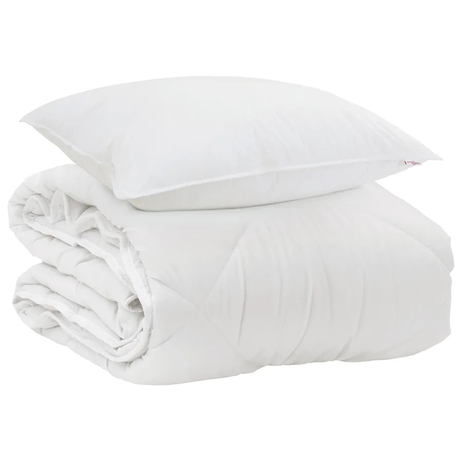 Duvet toutes saisons avec oreiller 2 pcs Blanc Microfibre - 2