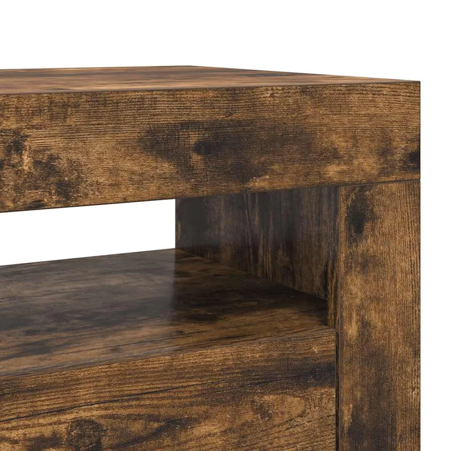 Meuble TV avec lumières LED Chêne fumé 120x35x40 cm - 10