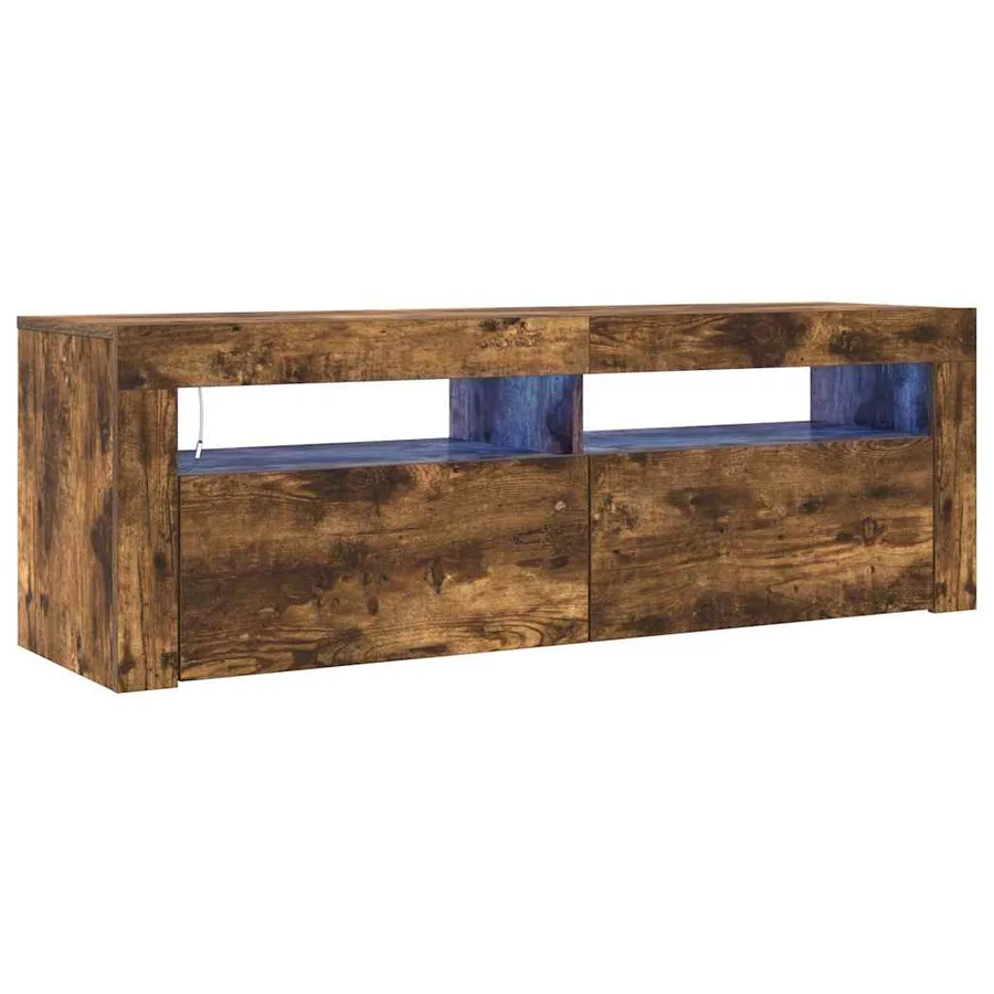 Meuble TV avec lumières LED Chêne fumé 120x35x40 cm - 2
