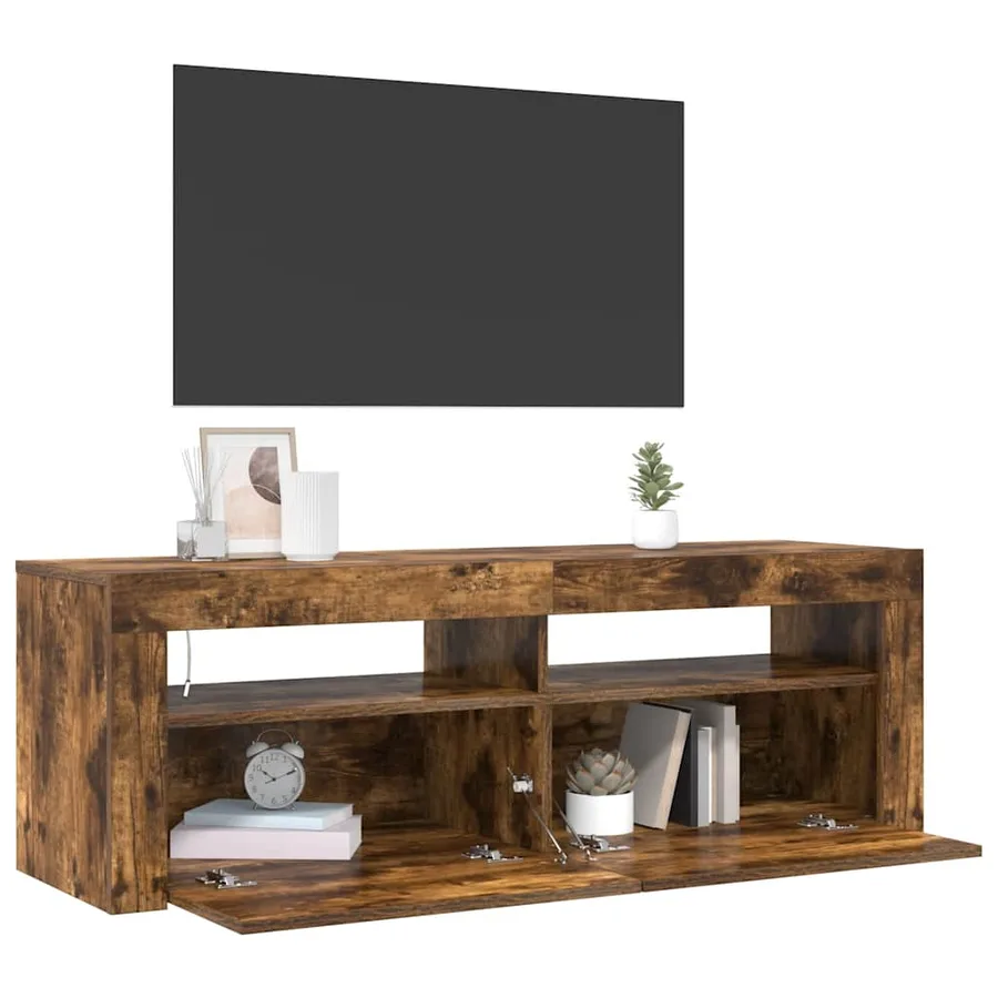 Meuble TV avec lumières LED Chêne fumé 120x35x40 cm - 3