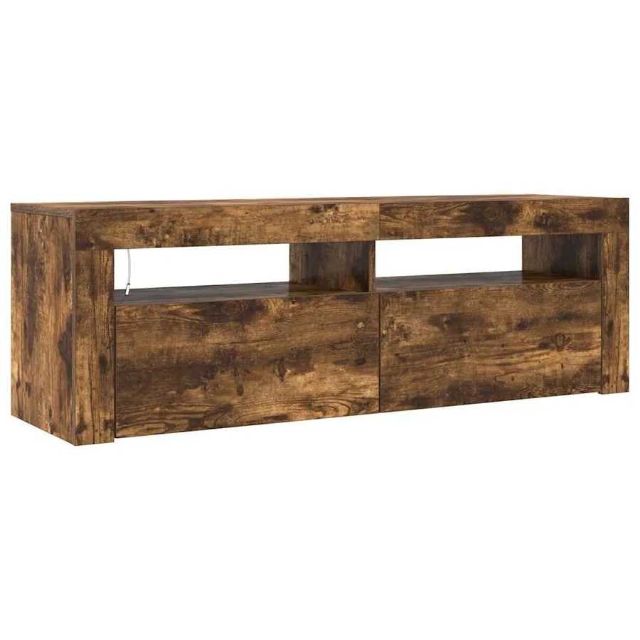 Meuble TV avec lumières LED Chêne fumé 120x35x40 cm - 6