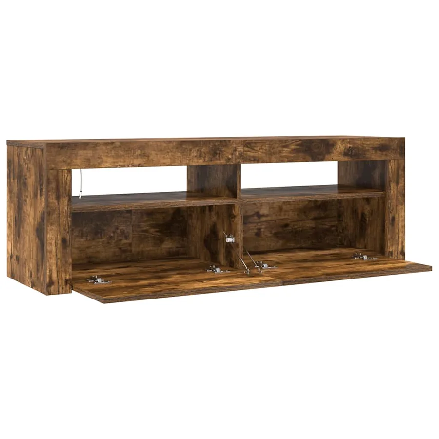 Meuble TV avec lumières LED Chêne fumé 120x35x40 cm - 8