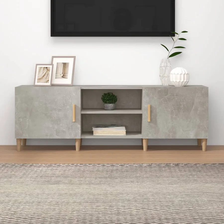 Meuble TV Gris béton 150x30x50 cm Bois d'ingénierie