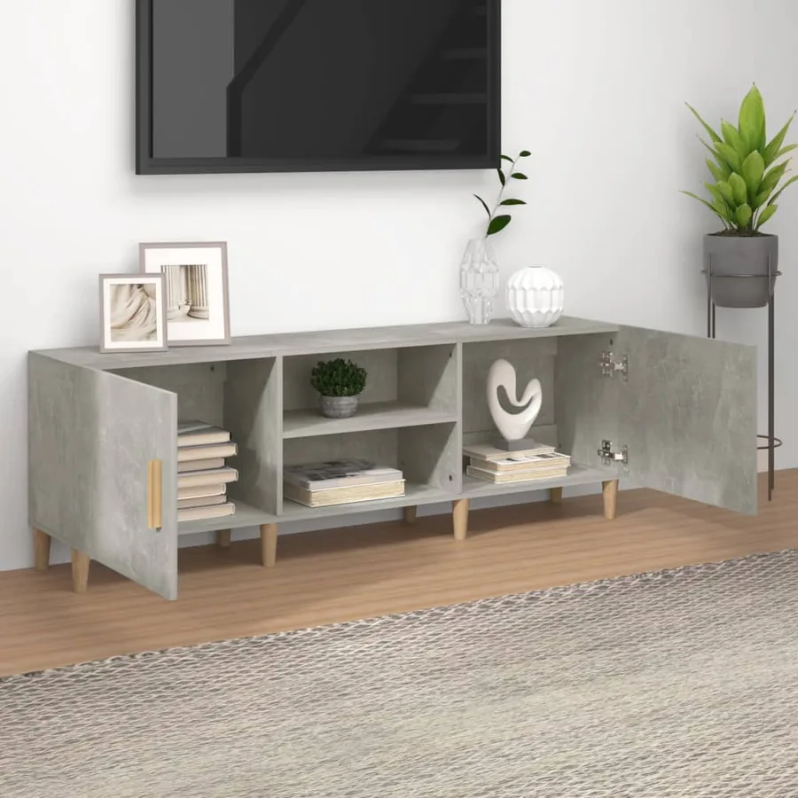 Meuble TV Gris béton 150x30x50 cm Bois d'ingénierie - 3