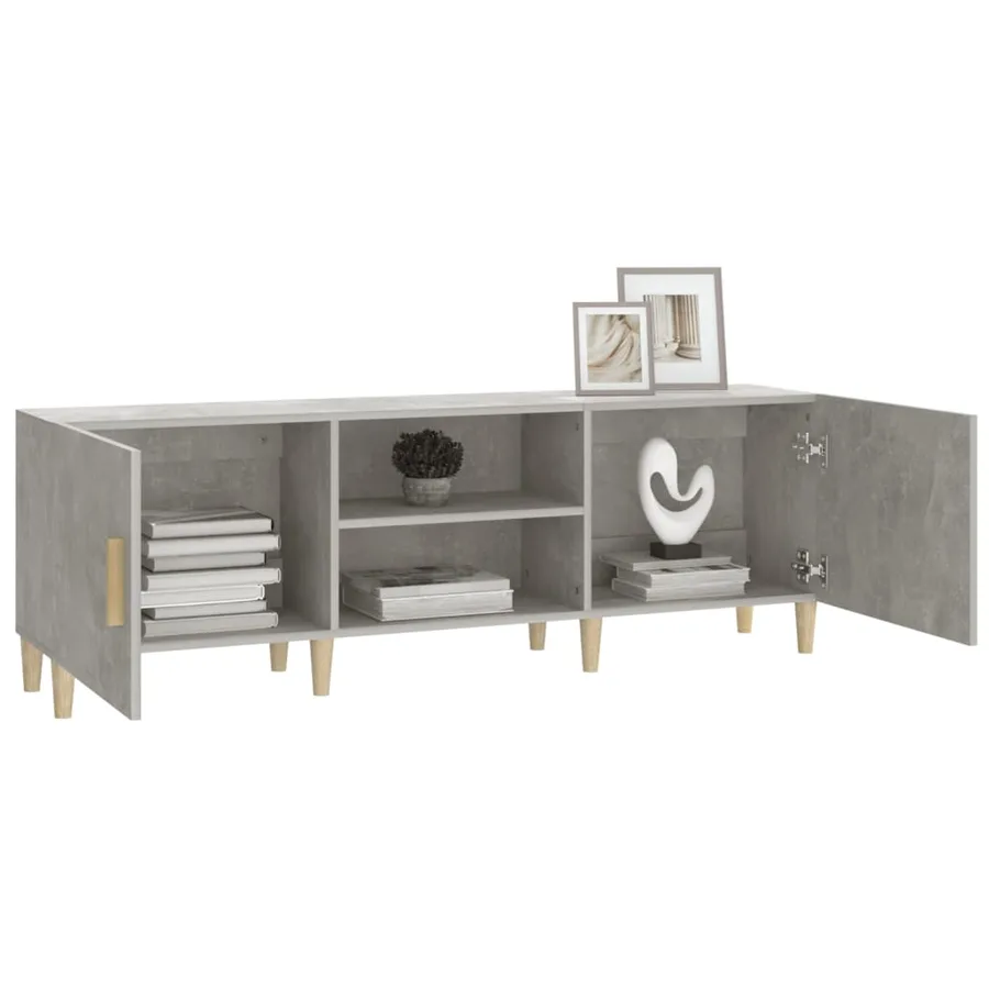 Meuble TV Gris béton 150x30x50 cm Bois d'ingénierie - 4
