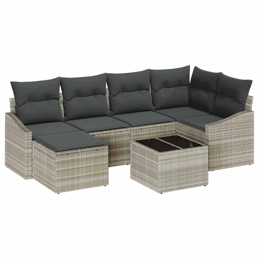 Ensemble de salle à manger pour jardin 7 pcs Gris clair - 2
