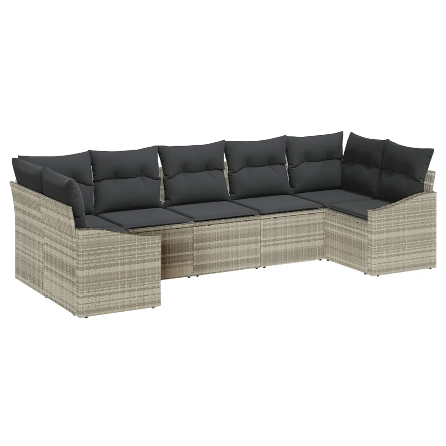 Ensemble de canapé de jardin 7 pcs Gris clair polyrotin