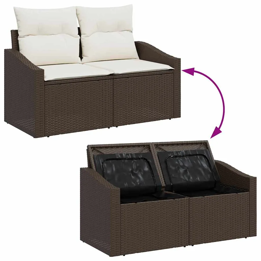 Ensemble de Canapés 4 pcs Marron et Crème polyrotin - 9