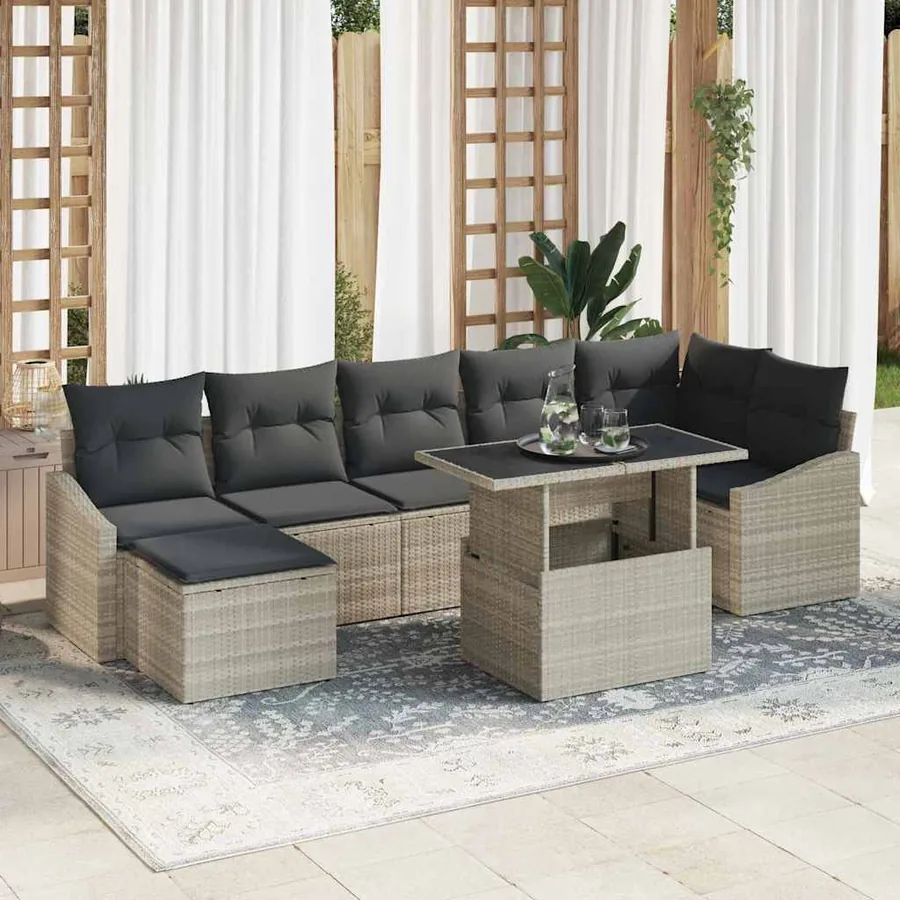 Ensemble de canapé de jardin 8 pcs Gris clair et gris foncé