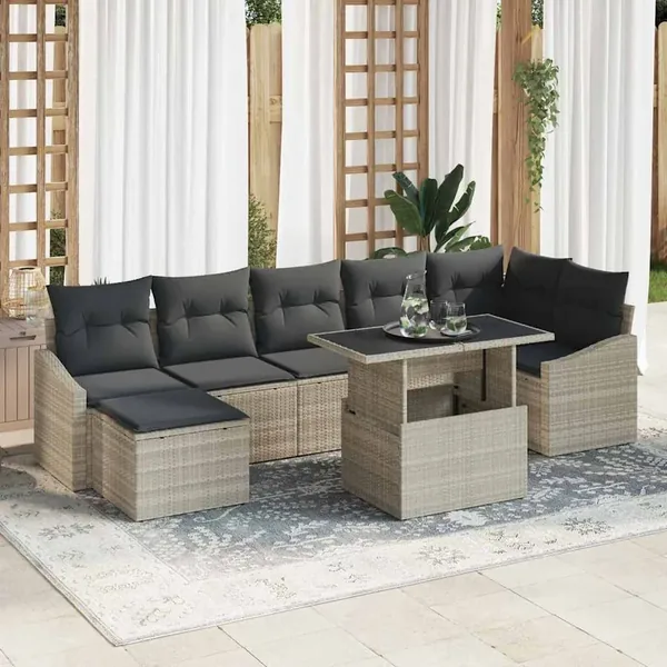 Ensemble de canapé de jardin 8 pcs Gris clair et gris foncé