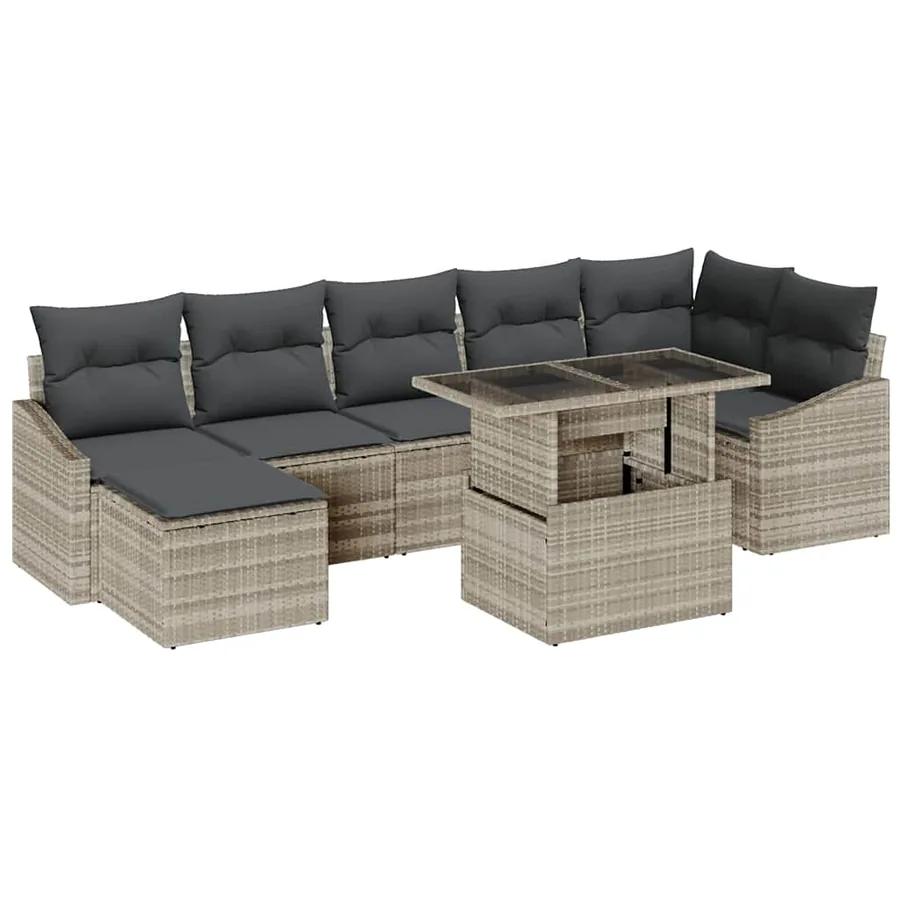 Ensemble de canapé de jardin 8 pcs Gris clair et gris foncé - 2