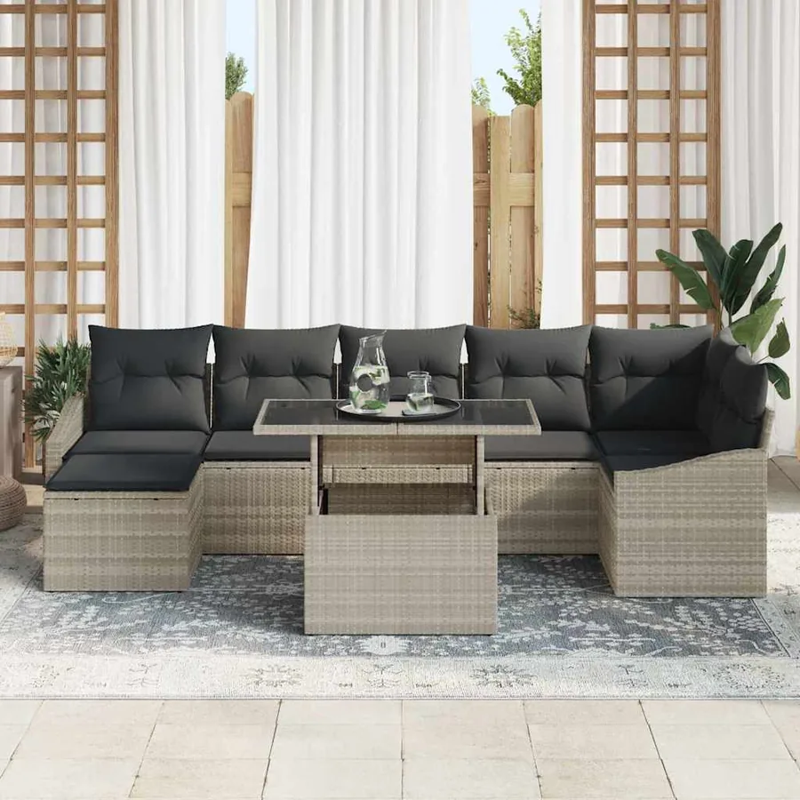 Ensemble de canapé de jardin 8 pcs Gris clair et gris foncé - 3