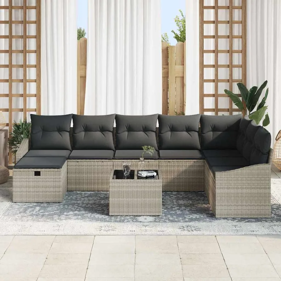 Ensemble de Canapés avec coussin 9 pcs polyrotin - 3