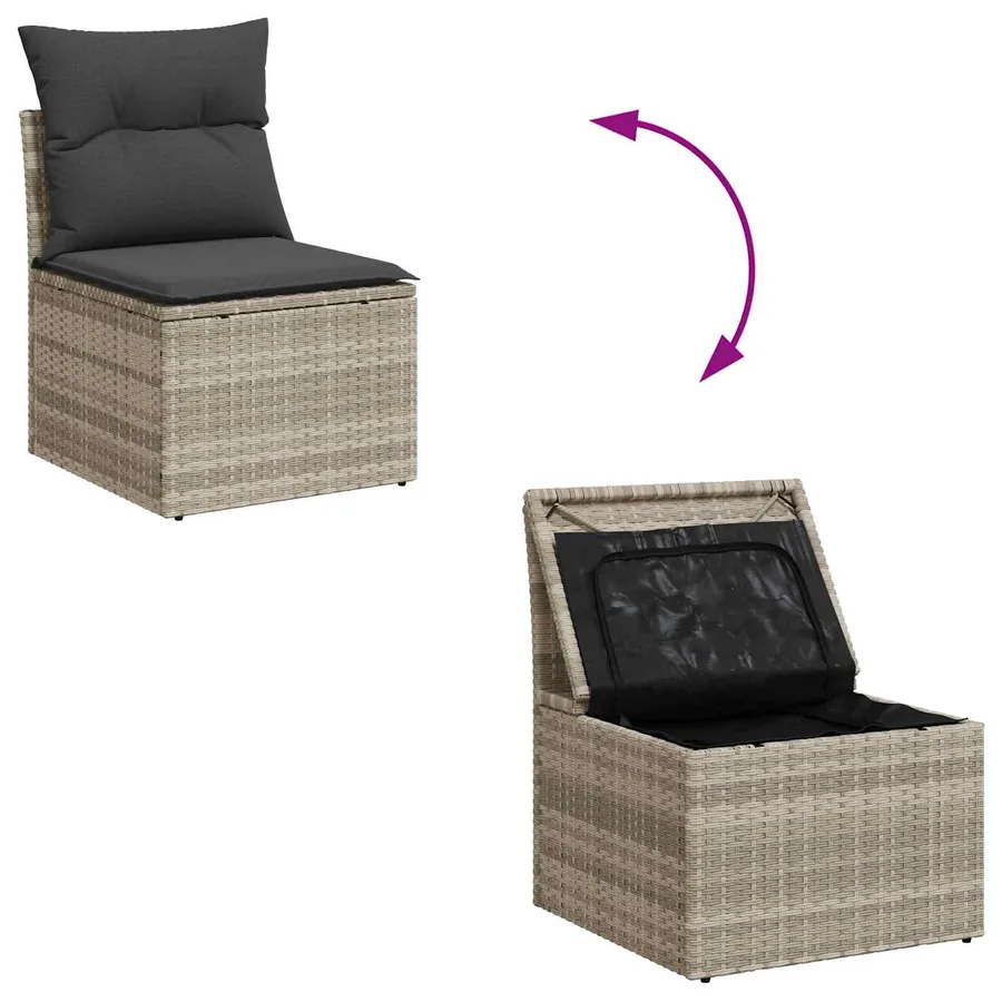 Ensemble de canapé de jardin 7 pcs Gris clair polyrotin - 11