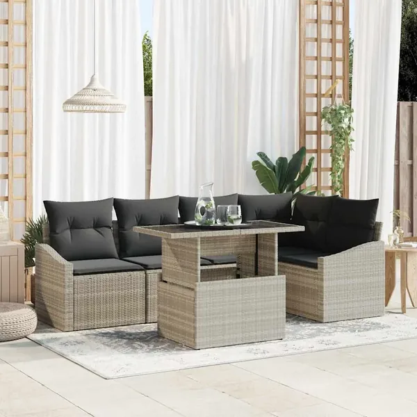 Ensemble de canapé de jardin 6 pcs Gris clair et gris foncé