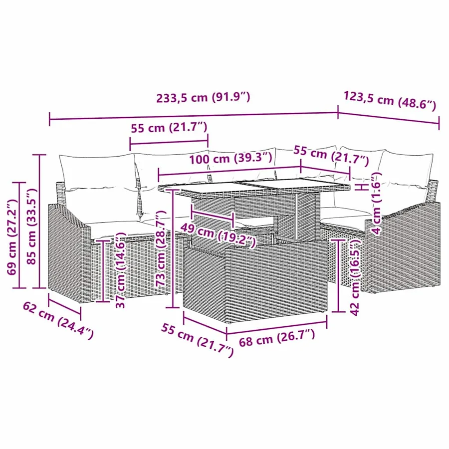 Ensemble de canapé de jardin 6 pcs Gris clair et gris foncé - 15