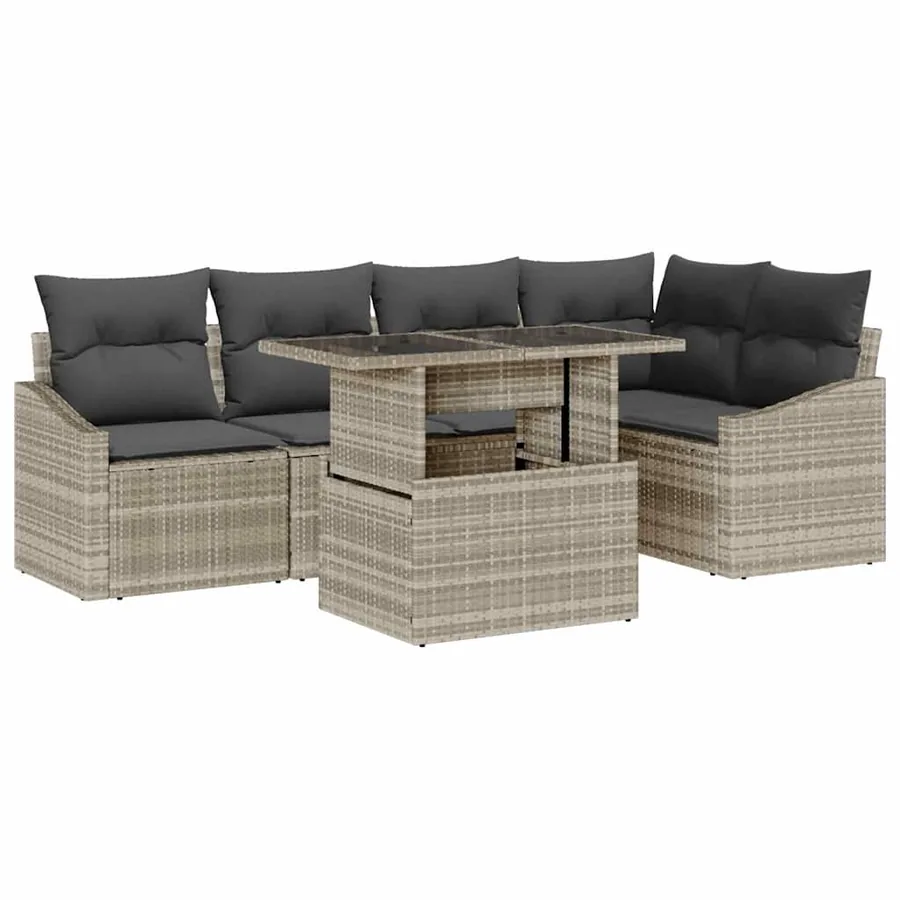 Ensemble de canapé de jardin 6 pcs Gris clair et gris foncé - 2