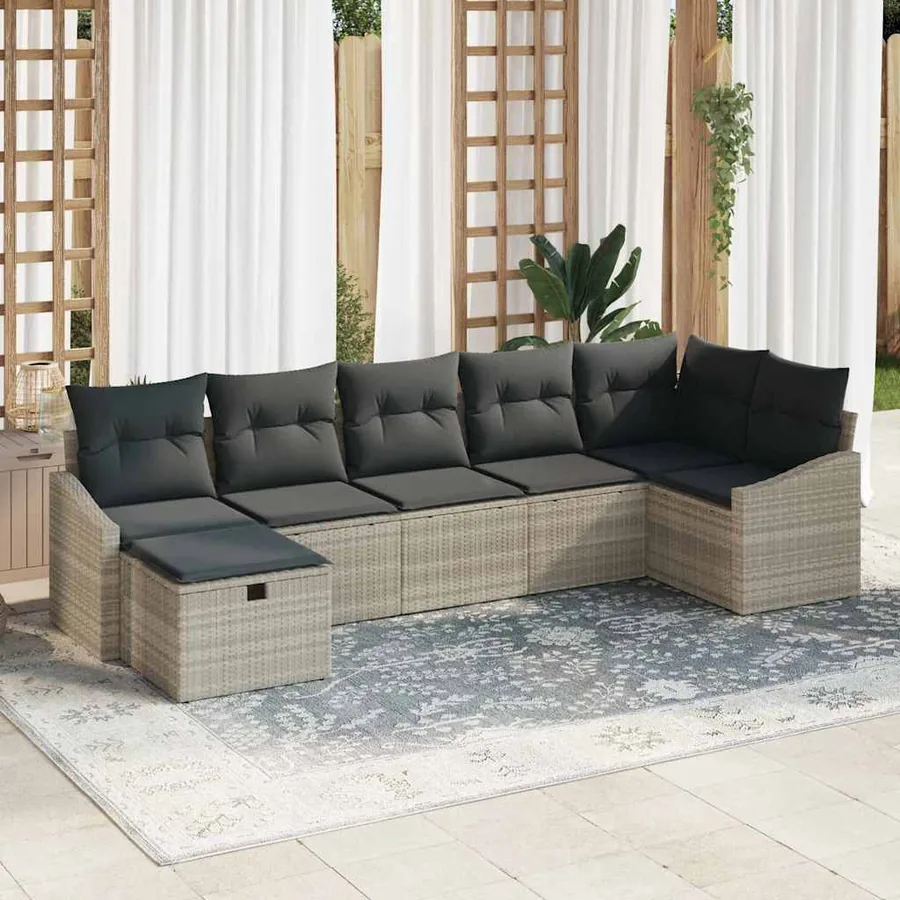 Ensemble de Canapés avec coussin 8 pcs polyrotin