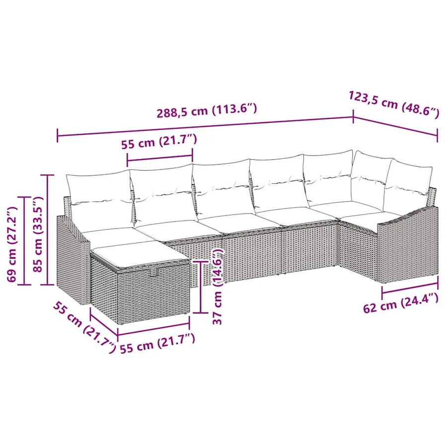 Ensemble de Canapés avec coussin 8 pcs polyrotin - 14
