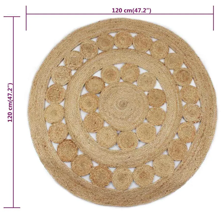 Tapis Jute design tressé 120 cm Rond - 6