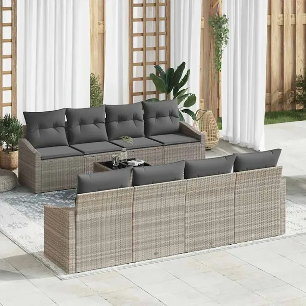Ensemble de Canapés 7 pcs Gris clair et gris foncé polyrotin
