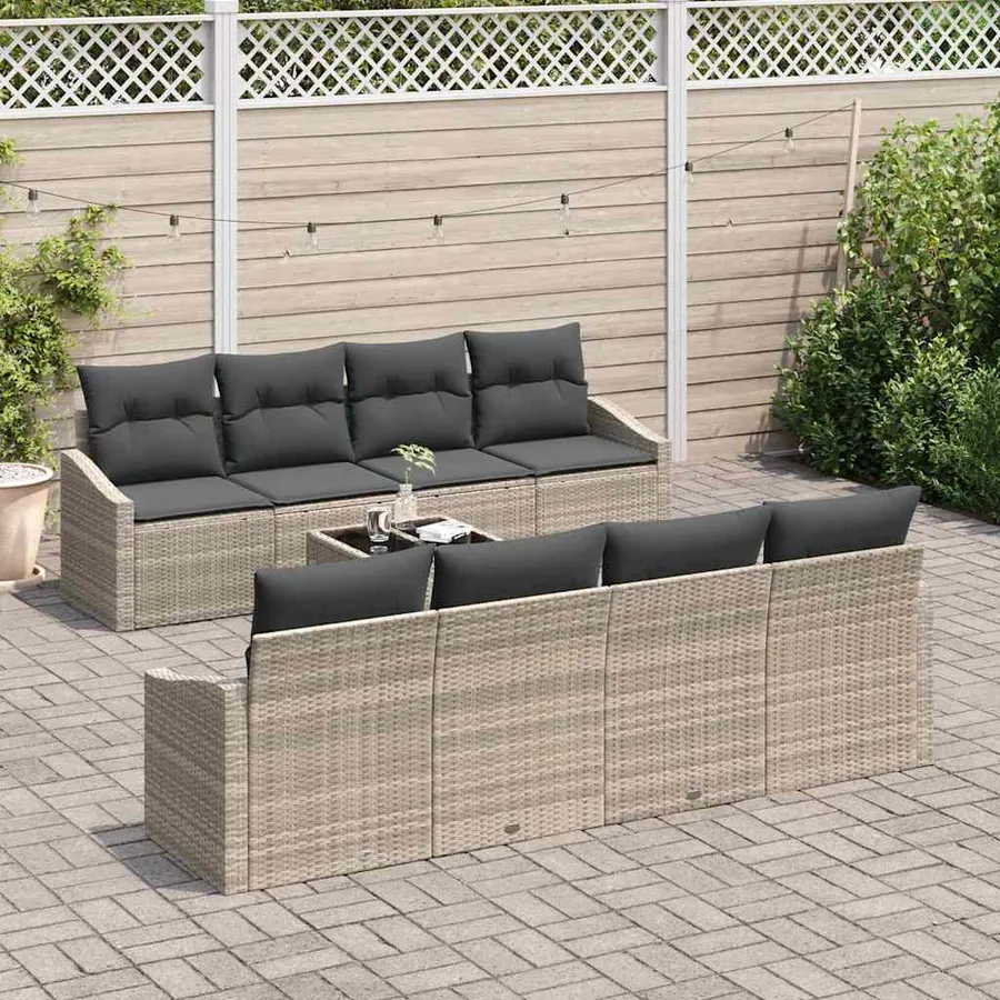 Ensemble de Canapés 7 pcs Gris clair et gris foncé polyrotin - 3
