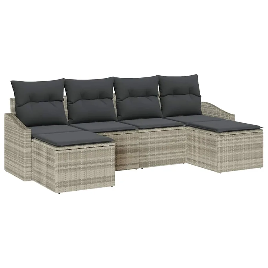 Ensemble de salle à manger pour jardin 6 pcs Gris clair - 2
