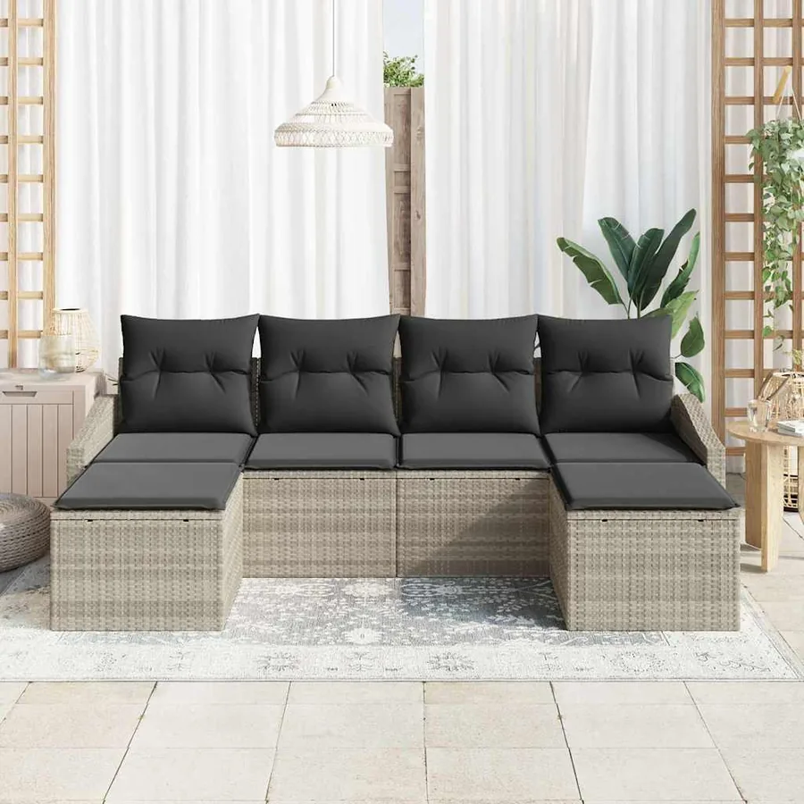 Ensemble de salle à manger pour jardin 6 pcs Gris clair - 3