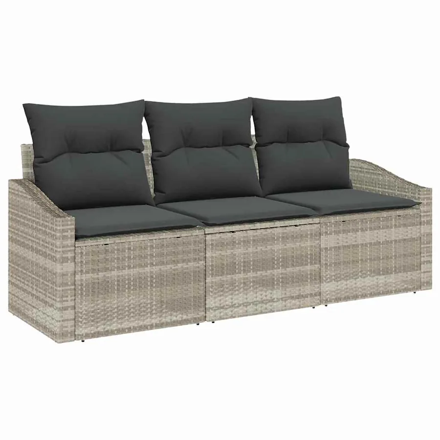 Ensemble de canapé de jardin 3 pcs Gris clair polyrotin - 2