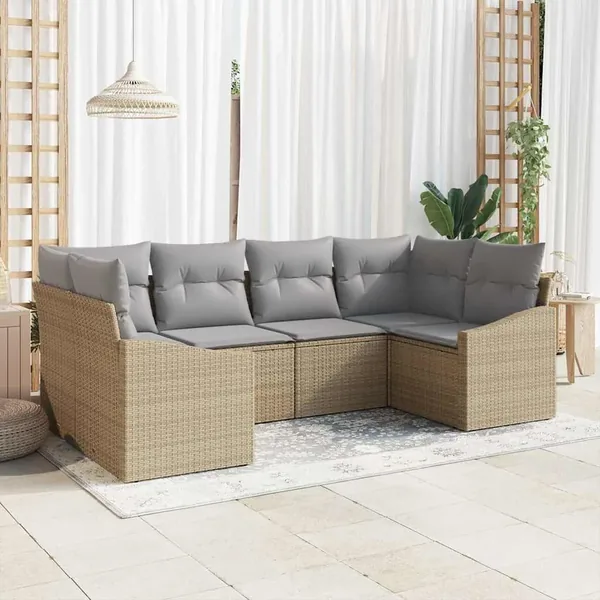 Ensemble de canapé de jardin 6 pcs Beige et Gris clair
